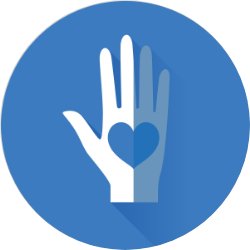 Clipart hand with heart icon.