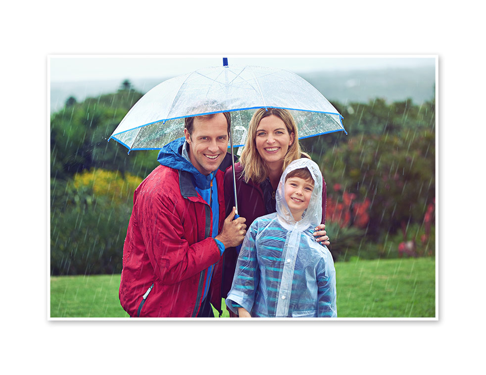 Family under an umbrella