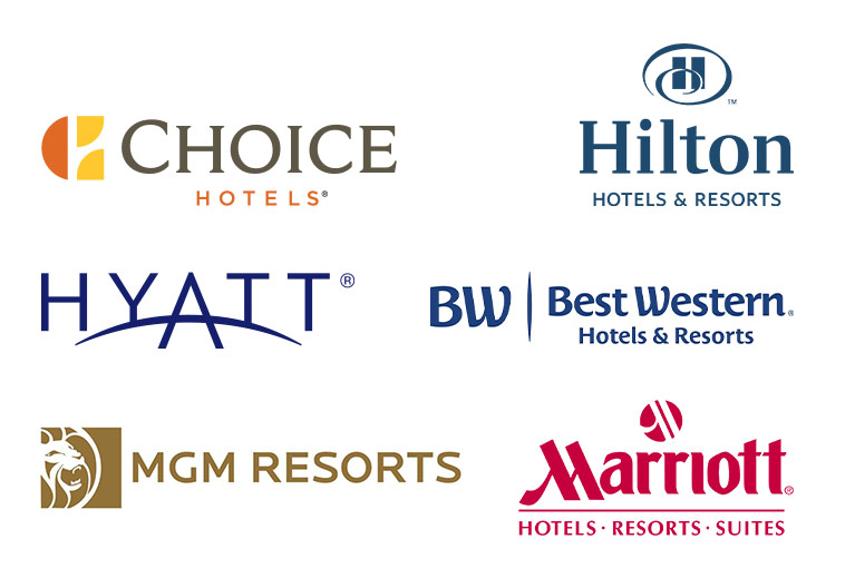 Hilton, Hyatt, Marriott, MGM, Choice Hotels, Best Western