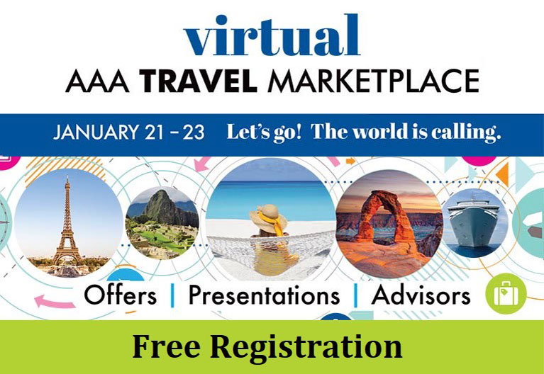 The Virtual AAA Travel Marketplace, January 21st to 23rd. The World is calling, let's go!