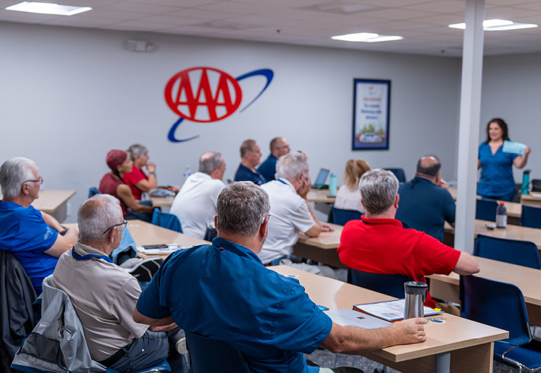 driving school training classroom full of students