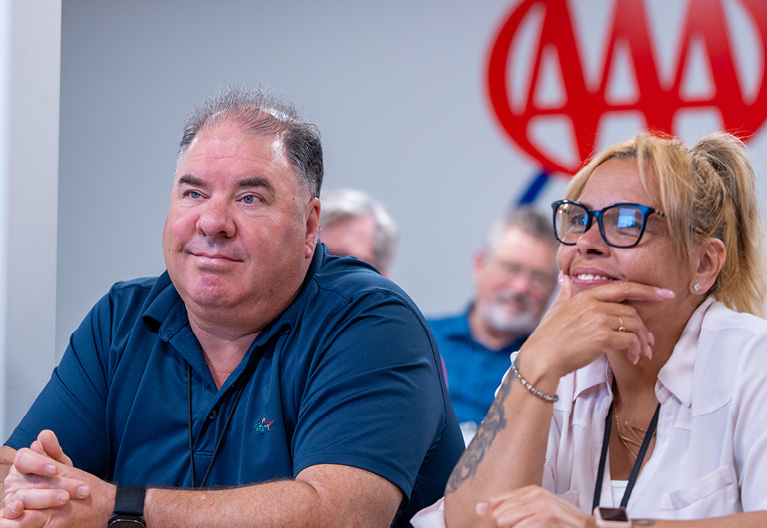 driving school training class students listening