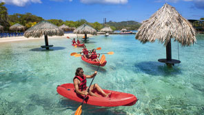 Group of vacationers kayaking