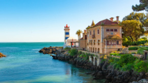 The coastline in the town of Cascais, Portugal. 