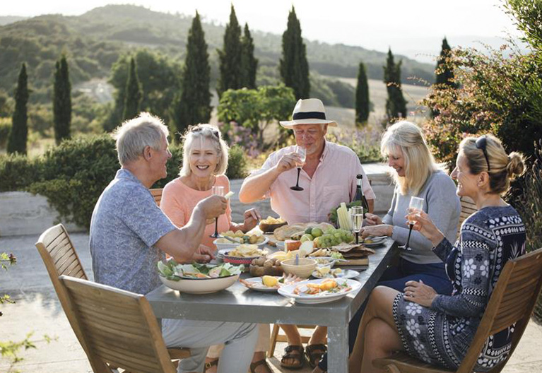 Seniors enjoying lunch