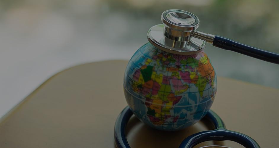 A globe with a stethoscope on top.