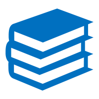 Blue book stack icon.