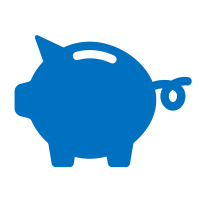 Blue piggy bank.